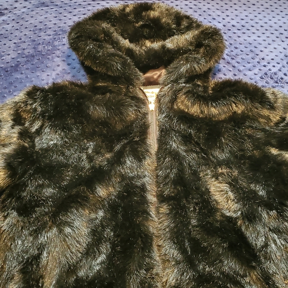 FAUX BEAVER BOMBER JACKET.